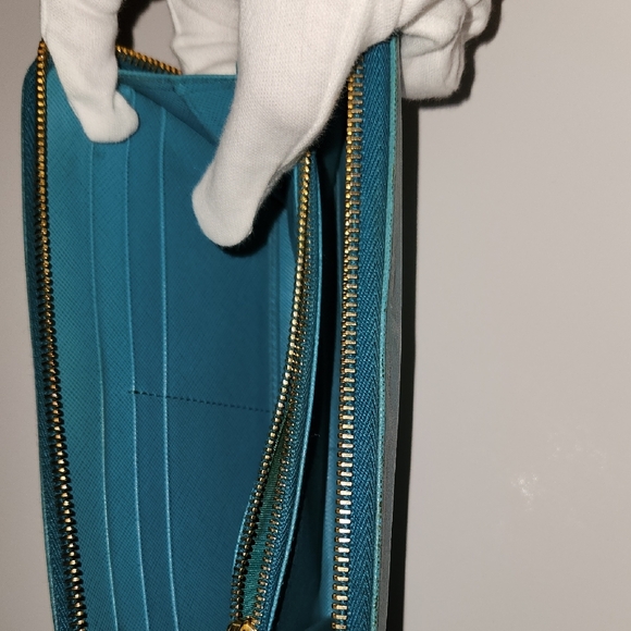 Prada Teal Blue Leather Wallet - Picture 6 of 11